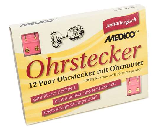 Erstohrstecker vergoldet rund mini 12 Paar 