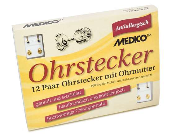 Erstohrstecker vergoldet Saphir 12 Paar 