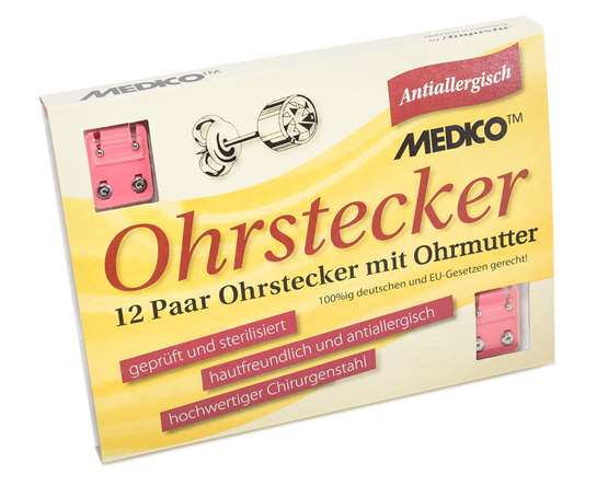 Erstohrstecker weiss rund mini 12 Paar 