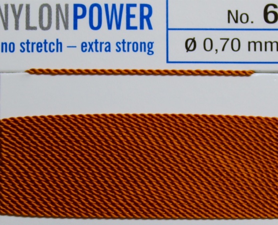 Nylon Power karneol - 2 Meter - 1 Nadel 