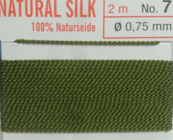 Naturseide Nr. 5, 0,65 mm olive 2 Meter Nr. 5 - 0,65 mm