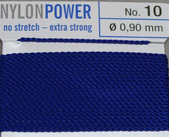 Nylon Power Nr. 10, 0,90 mm dunkelblau 2 Meter Nr.10 - 0,90 mm