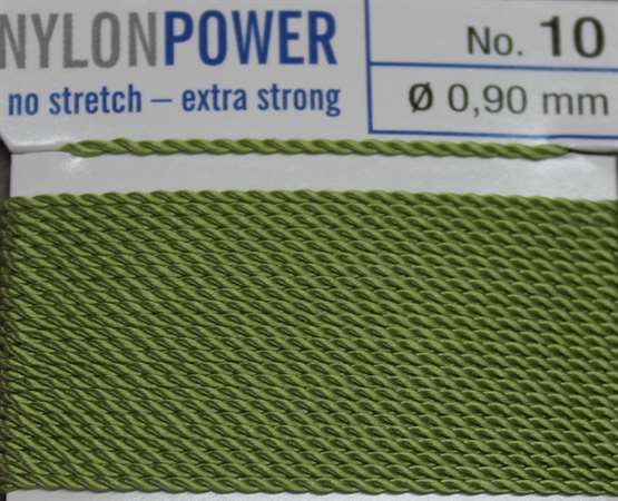 Nylon Power Nr. 10, 0,90 mm jadegrün 2 Meter Nr.10 - 0,90 mm