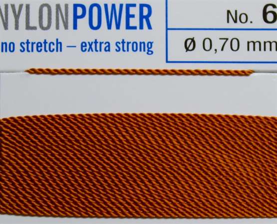 Nylon Power Nr. 10, 0.90 mm karneol 2 Meter Nr.10 - 0,90 mm