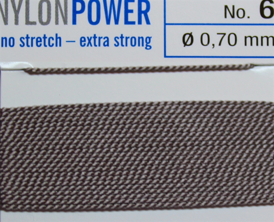 Nylon Power Nr. 5, 0.65 mm grau 2 Meter Nr. 5 - 0,65 mm