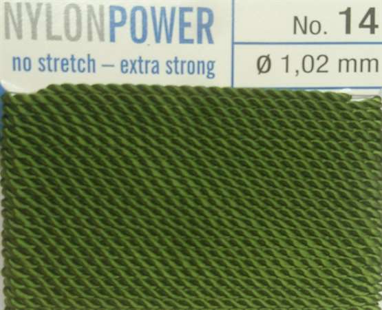 Nylon Power olive - 2 Meter - 1 Nadel 