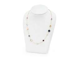 585 Gelbgold Collier m. Farbsteinen - 45/42 cm 