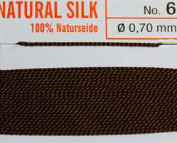 Naturseide braun  - 2 Meter 1 Nadel 