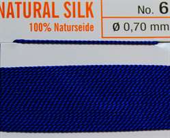 Naturseide dunkelblau  - 2 Meter 1 Nadel 