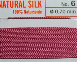 Naturseide dunkelrosa  - 2 Meter 1 Nadel 