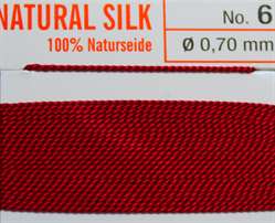 Naturseide granatrot  - 2 Meter 1 Nadel 
