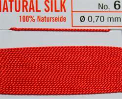 Naturseide korallrot- 2 Meter 1 Nadel 
