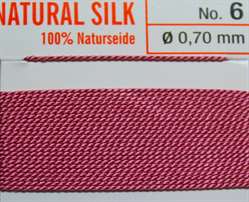Naturseide Nr.6, 0,70 mm dunkelrosa 2 Meter Nr. 6 - 0.70 mm