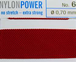 Nylon Power granatrot - 2 Meter - 1 Nadel 